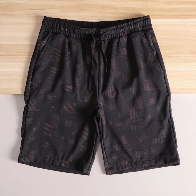 

Lightweight Breathable Men's Casual Faion Printed Five-Quarter Pants Elastic Waist Comfortable Summer orts Straight Leg