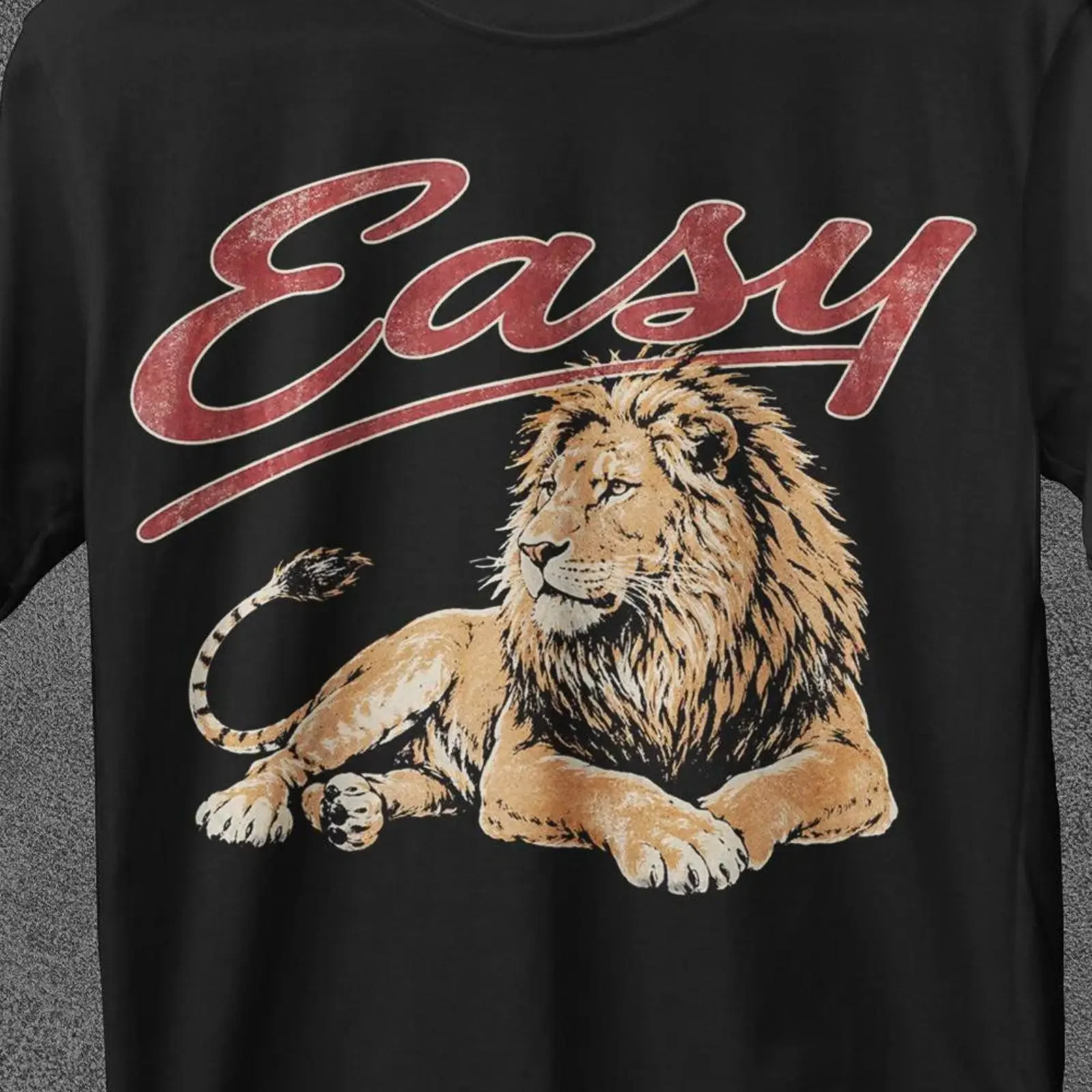90s Retro Easy Lion T Shirt Vintage Boho Cottagecore Wildcat Print Casual  vintage Washed Top For Everyday Wear Comfortable