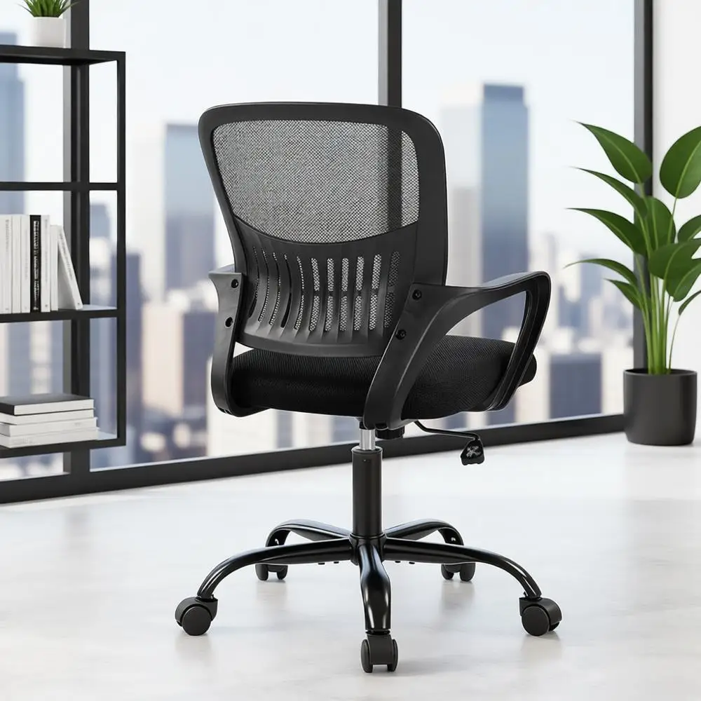 

Ergonomic Swivel Office Chair with Lumbar Support, Adjustable Height and Fixed Armrests for Comfortable Seating