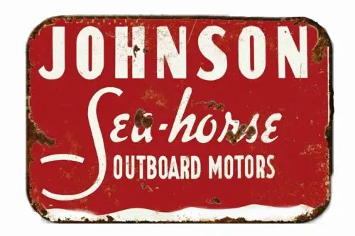 Johnson Seahorse Outboard Motors Vintage Advertising  All Metal Tin Sign  8 x 12