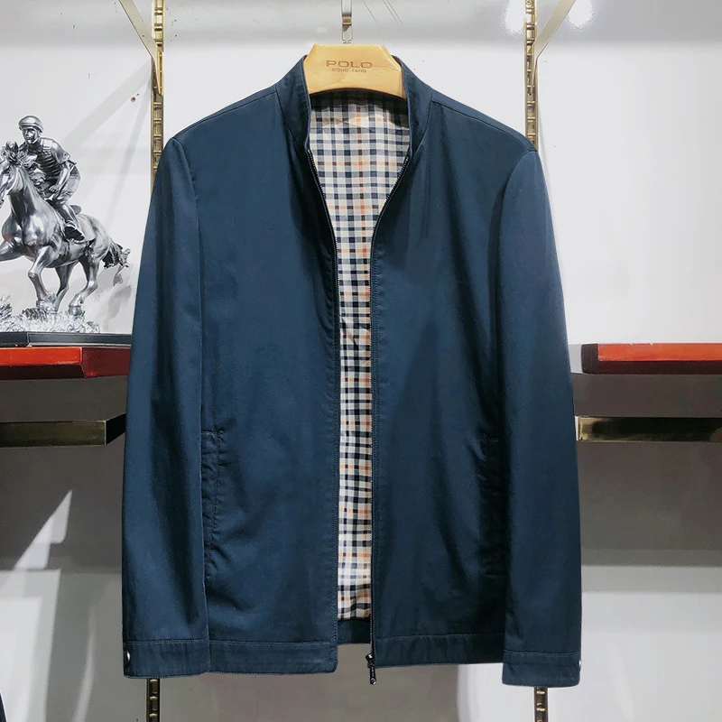 

Pure Cotton Men's Jaet Stand Collar Casual Commute Faion Midlife mat Sle Busin Coat Breathable Long Sve
