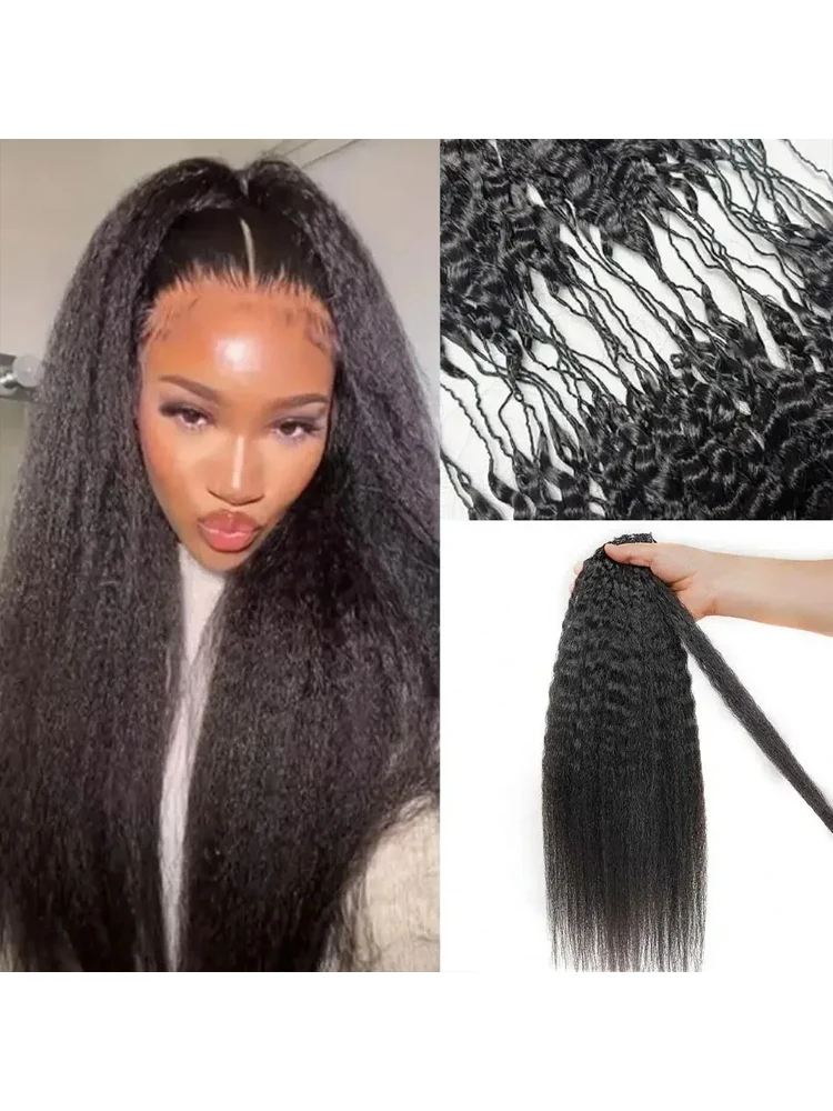 12A Kinky Straight Crochet Haarverlenging van Echt Haar, Voorgeknipt, Knooploos, Herbruikbaar, Voorgevormd, Zwart, Voor Vrouwen - afbeelding 2