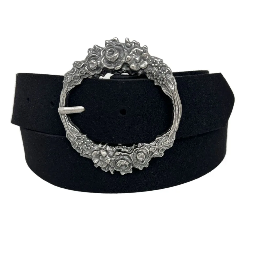 Retro Flower Microfiber Belt Alloy Y2k Bohemian Belt Korean Style Pants Decorative Jeans Waistband Ladies