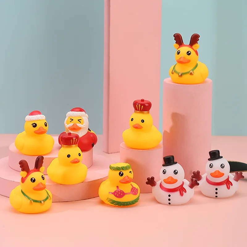 Baby Bath Toy Cute Little Yellow Duck with Squeeze Sound Soft Rubber Float Ducks Play Bath Game Fun Gifts for Children