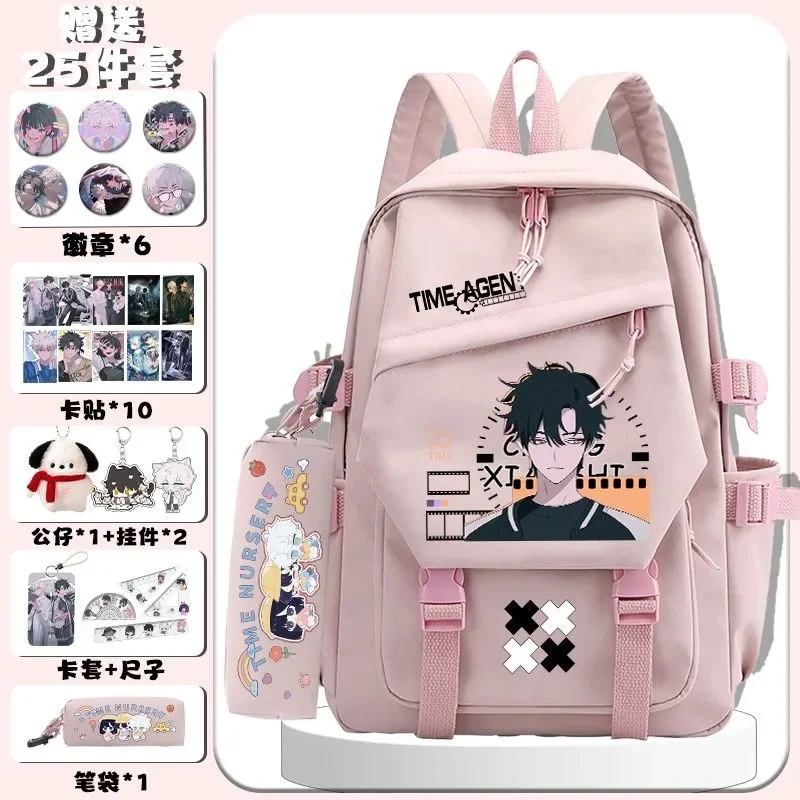 Hitam Putih Biru Merah Muda, Klik Tautan, Tas Sekolah Remaja Anak Pelajar, Ransel Anime Mochilas Kapasitas Besar untuk Hadiah Anak Perempuan Laki-laki