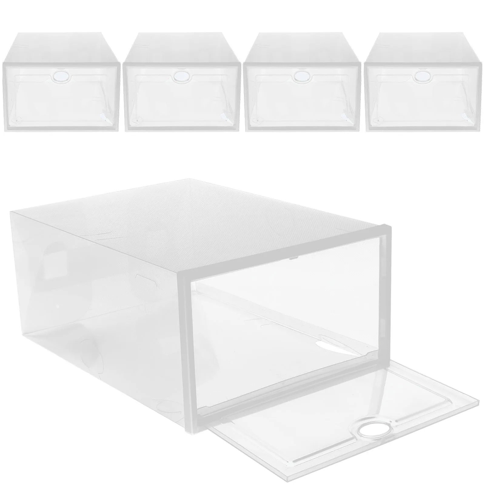 

5 Transparent Boxes Storage 33x23x14cm Sneaker Boxes White Frame Clear Stackable Organizer Sneaker Container Box
