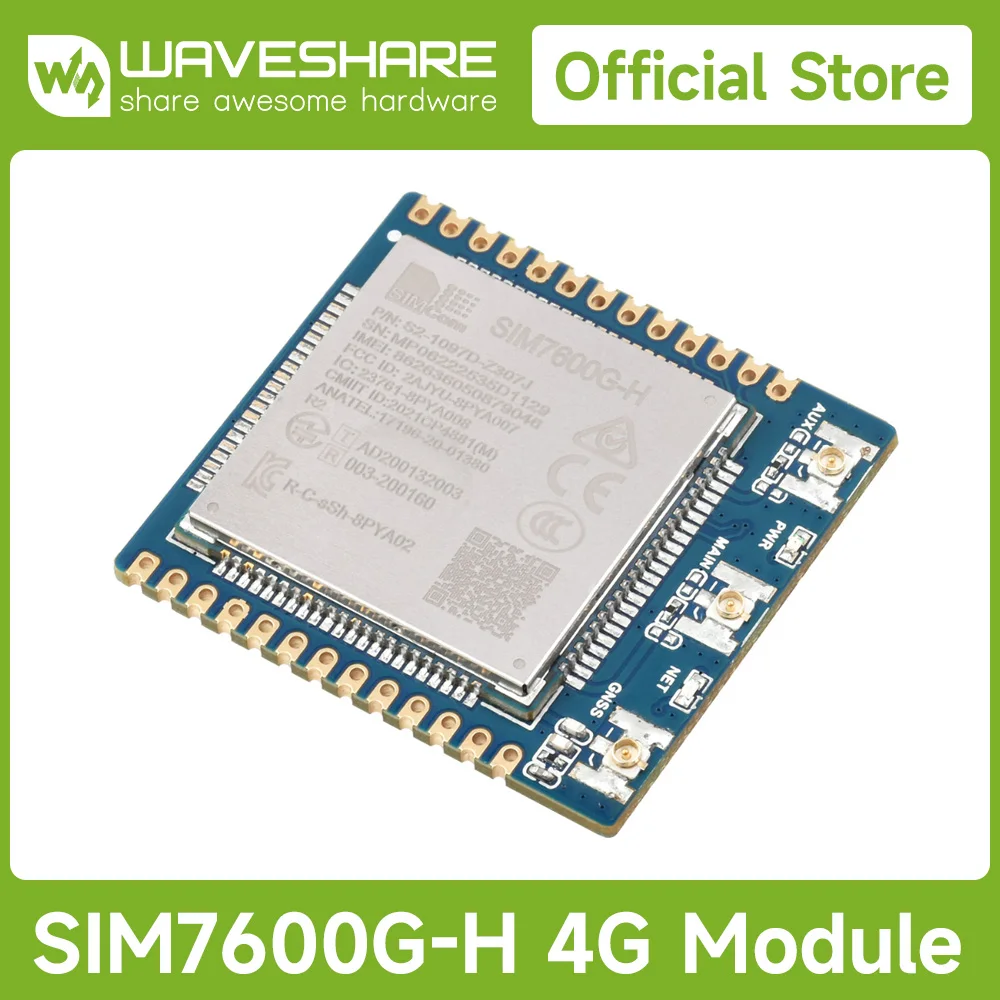 

Waveshare SIM7600X 4G Communication Module, Multi-band Support, Compatible with 4G/3G/2G,with GNSS Positioning-Standard Version