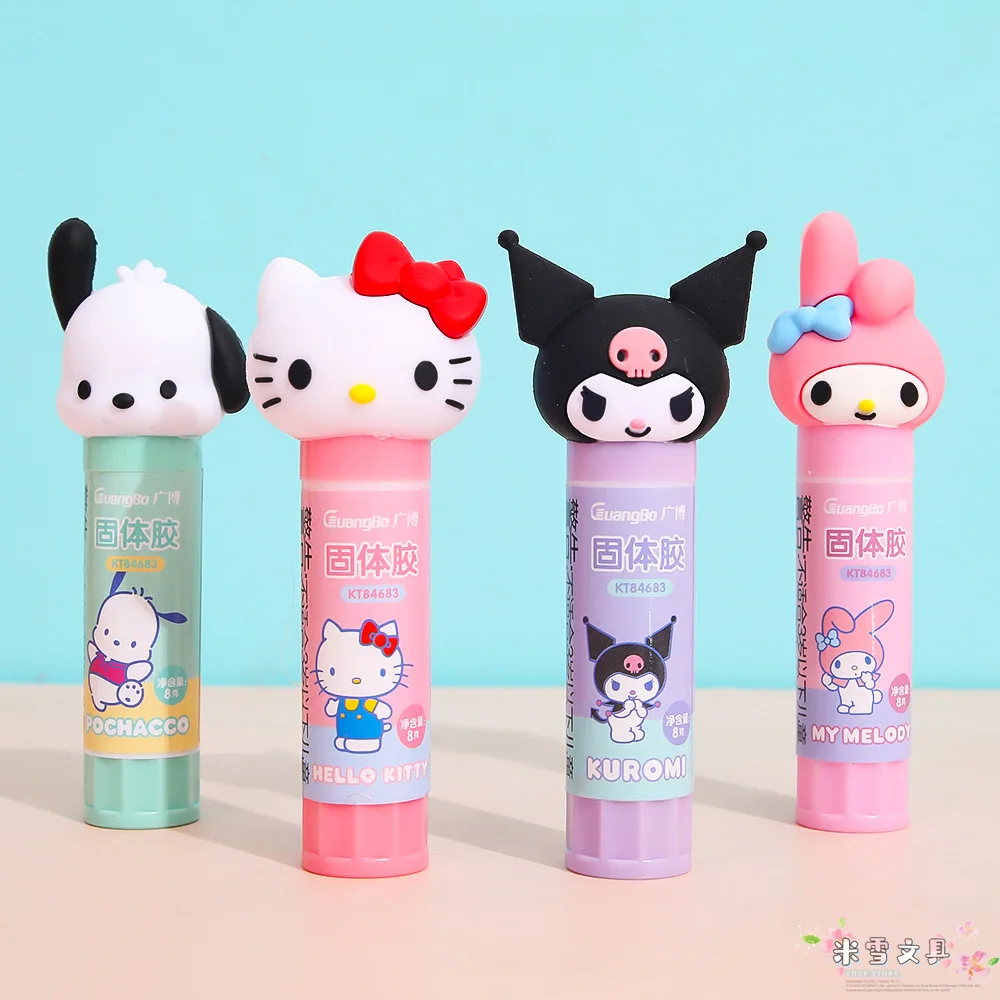 Imagem -02 - Sanrio Solid Glue Stick para Estudantes Super Forte Adesivo Hellokitty Kuromi Pachacco Artigos de Papelaria Pcs 12 Pcs