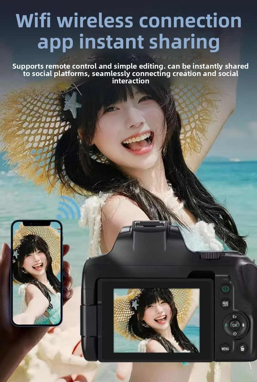 Digital Camera Touchscreen Photography Travel Camera 7200W Pixel 4K Student Camera CMOS Optical Zoom Electronic Image
