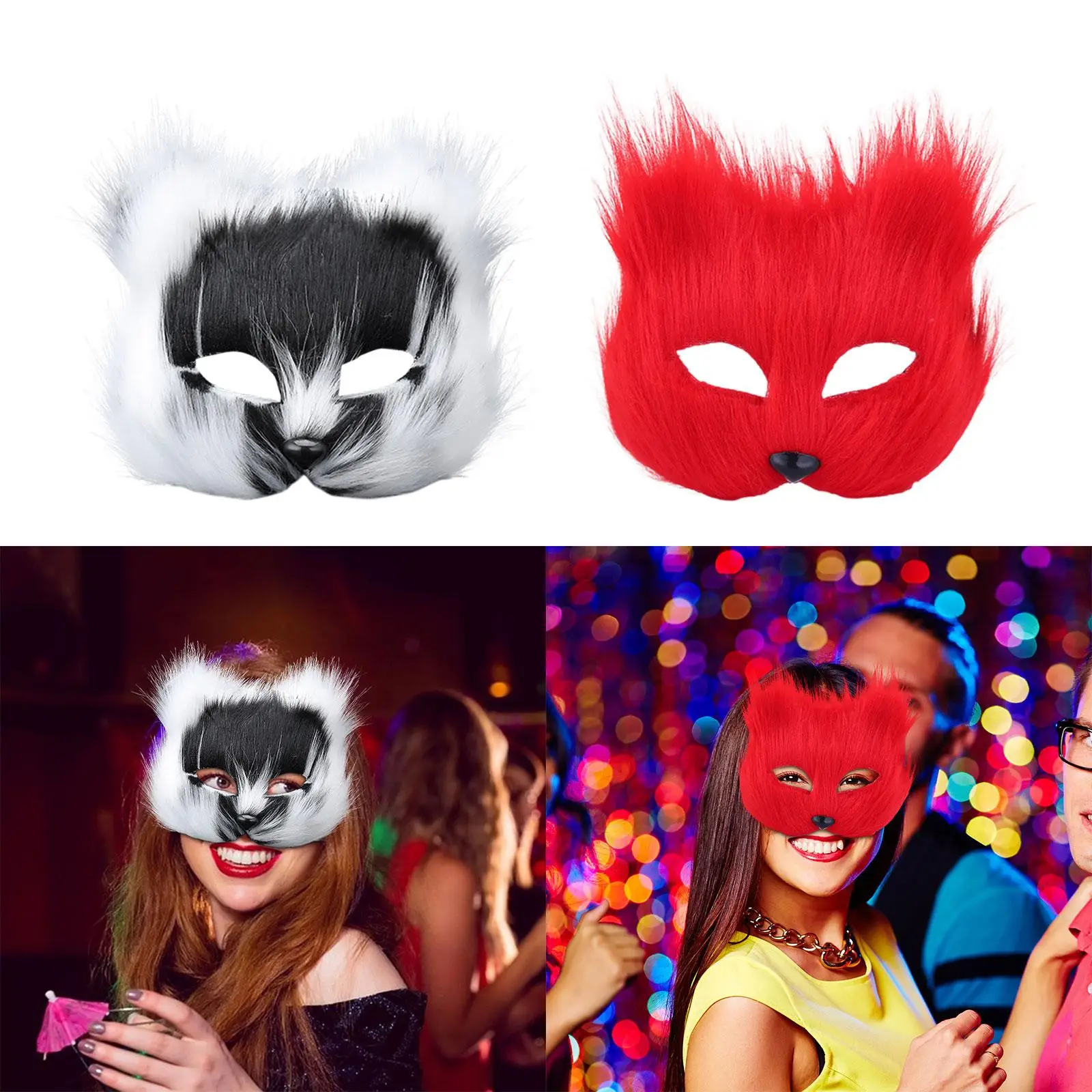 Halloween Gesichtsmaske Halbgesicht Tiermaske Cosplay Erwachsene Gesichtsbedeckung Karneval Maske für Karneval Nachtclub Urlaub Abschlussball