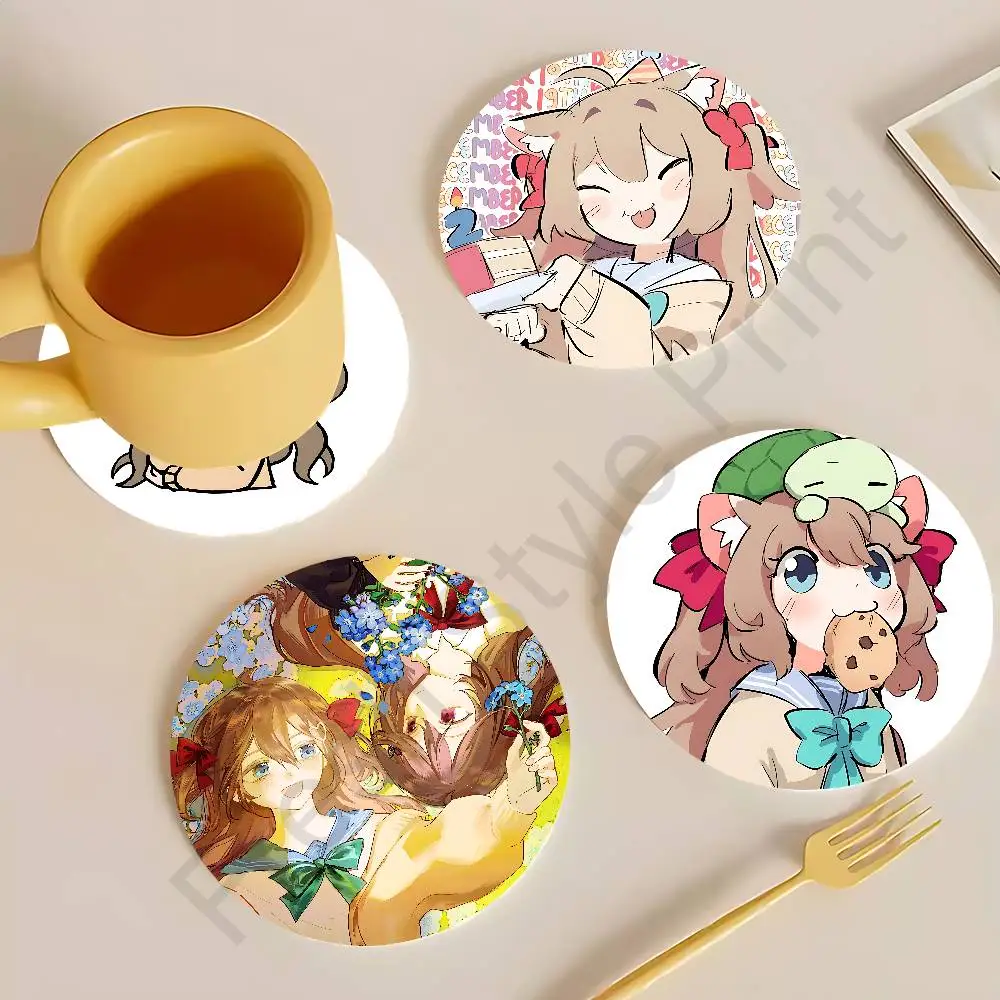 

N-Neuro S-Sama Evil Vtuber Heat Resistant Round Wooden Coasters Non-slip Drink Cafe Decoration 2D Flat Color Print Coasters