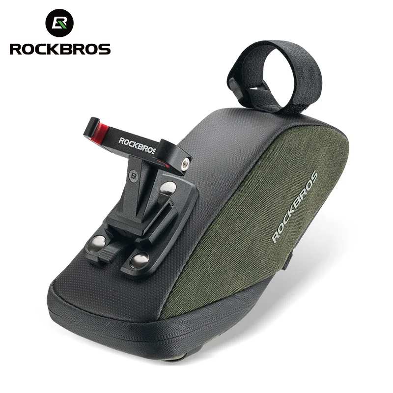 ROCKBROS Fahrradsatteltasche, 0,4 l, tragbarer Mini-Fahrradsitz, regensicher, Fahrrad-Hecktasche, MTB, Rennrad, Aufbewahrungstasche mit Kotflügel