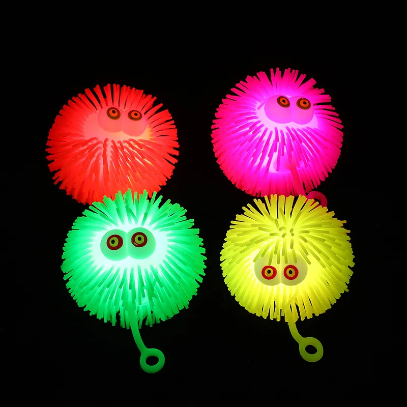 Squishy Quirky Flashing Hedgehogs Squeeze Ball Pinch Funny Cute Glowing Big Eye Furry Ball Sensory Fidget Decompression Kids Toy