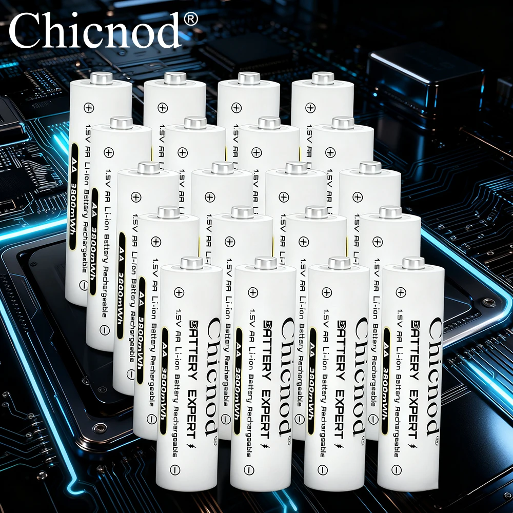 CHICNOD 2-20 قطعة بطارية ليثيوم قابلة للشحن لبطارية ليثيوم أيون 1.5 فولت AA 3800mWh لمروحة بطاريات الماوس اللاسلكية للتحكم عن بعد #1