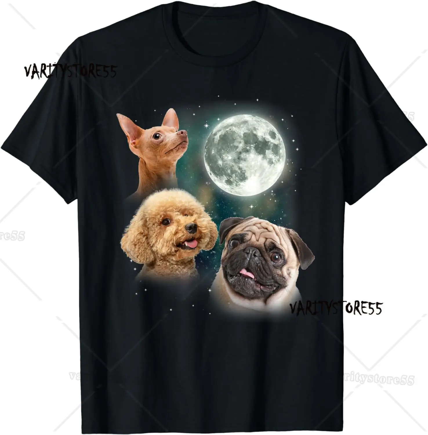 Funny Dog Shirt 3 Doggo Moon Doggie Lovers Howling Canine T-Shirt Men's Top T-Shirts Birthday Tops Tees Cotton Casual