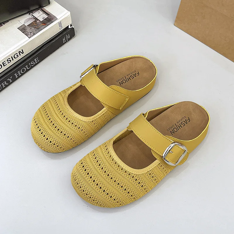 

Summer New Women's Shoes Exquisite Hollow Out Muller Slippers for Woman Comfort Baotou Casual Shoes Designer Shoes Zapatos Mujer