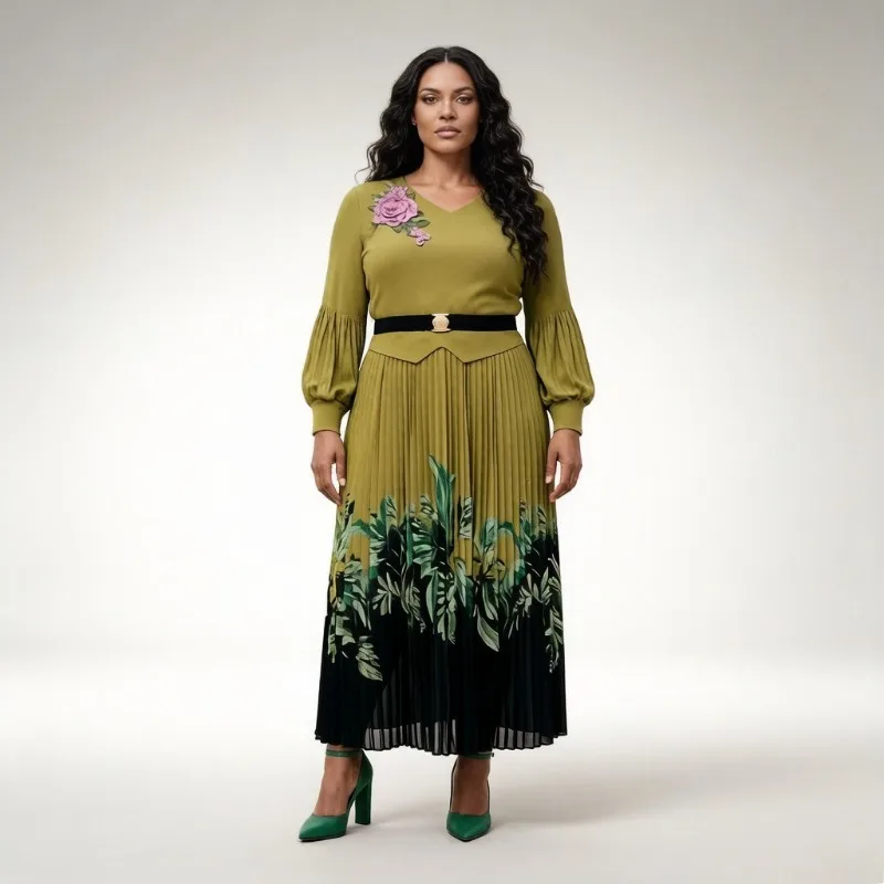 

Плиссированное платье Miyake 2026: Новинка Весна-Лето, Элегантное Модное Плиссированное Платье с Принтом, Свободное Длинное Платье для Женщин, Большие Размеры