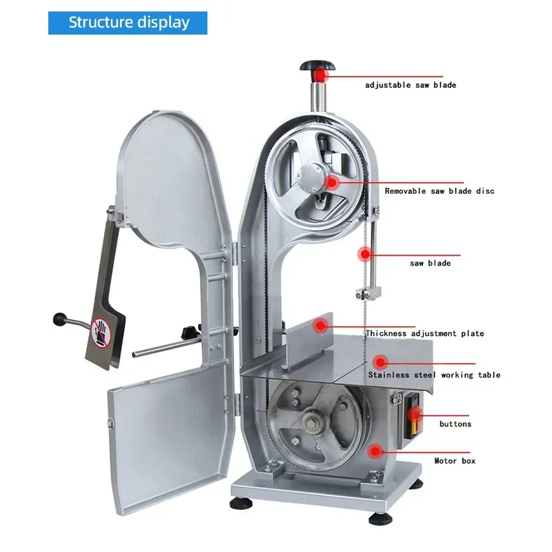 Multifunctional Bone Cutter Commercial Frozen Meat Cutter for Butcher Meat Processing Heavy Duty Electric Meat Saw Machine 6