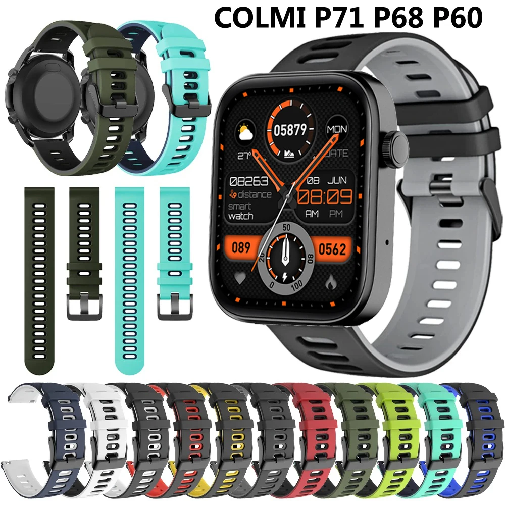 

Sports Rubber Strap for COLMI P71 P68 P60 Swim Silicone Soft Watchband 20mm 22mm Belt Replacement Accessorie