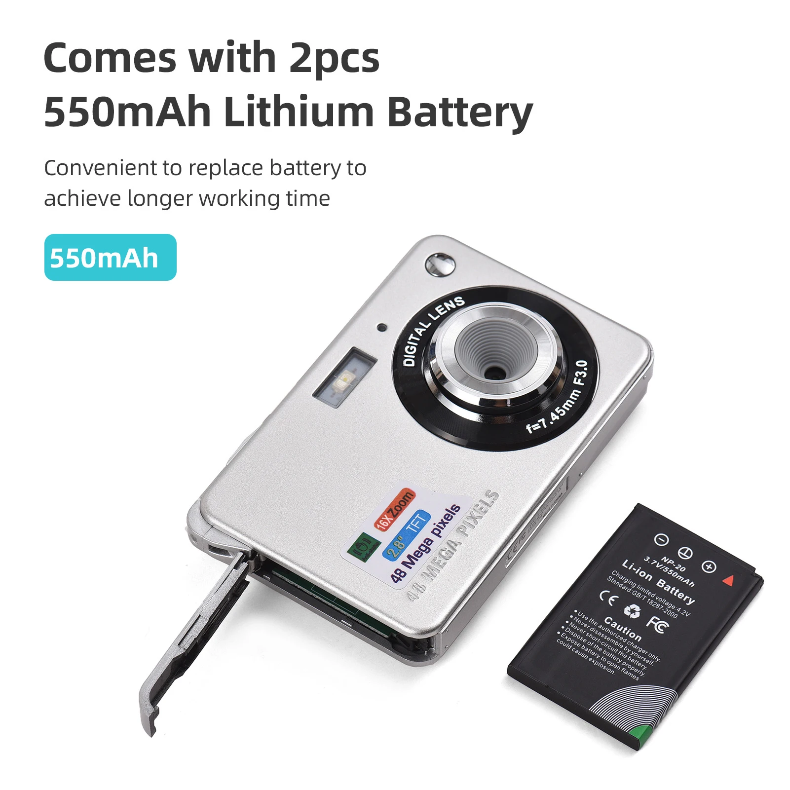 كاميرا رقمية 4K كاميرا فيديو كاميرا فيديو 48 ميجابكسل 2.8 بوصة شاشة TFT تركيز تلقائي 16X تكبير رقمي مضاد للاهتزاز كشف الوجه والابتسامة