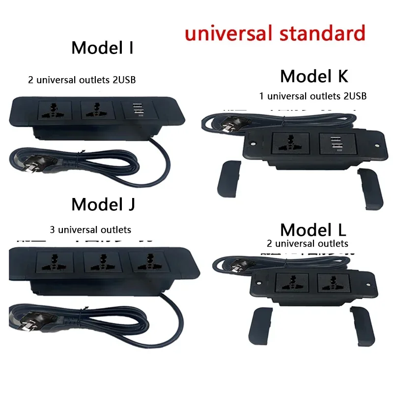 Ukryte gniazda stołowe EU/UK/US/AU 3 gniazda 2 USB wbudowane stolik nocny zasilające biura na biurko rzędu 10A 110V 220V czarne gniazdo