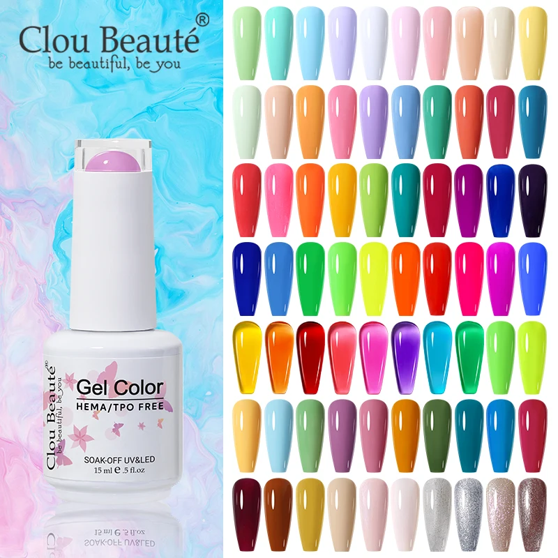 

Clou Beaute 15ml HEMA TPO FREE Gel Nail Polish Pastal Solid Bright Summer Color UV LED Gel Nail Polish Nail Art All For Manicure