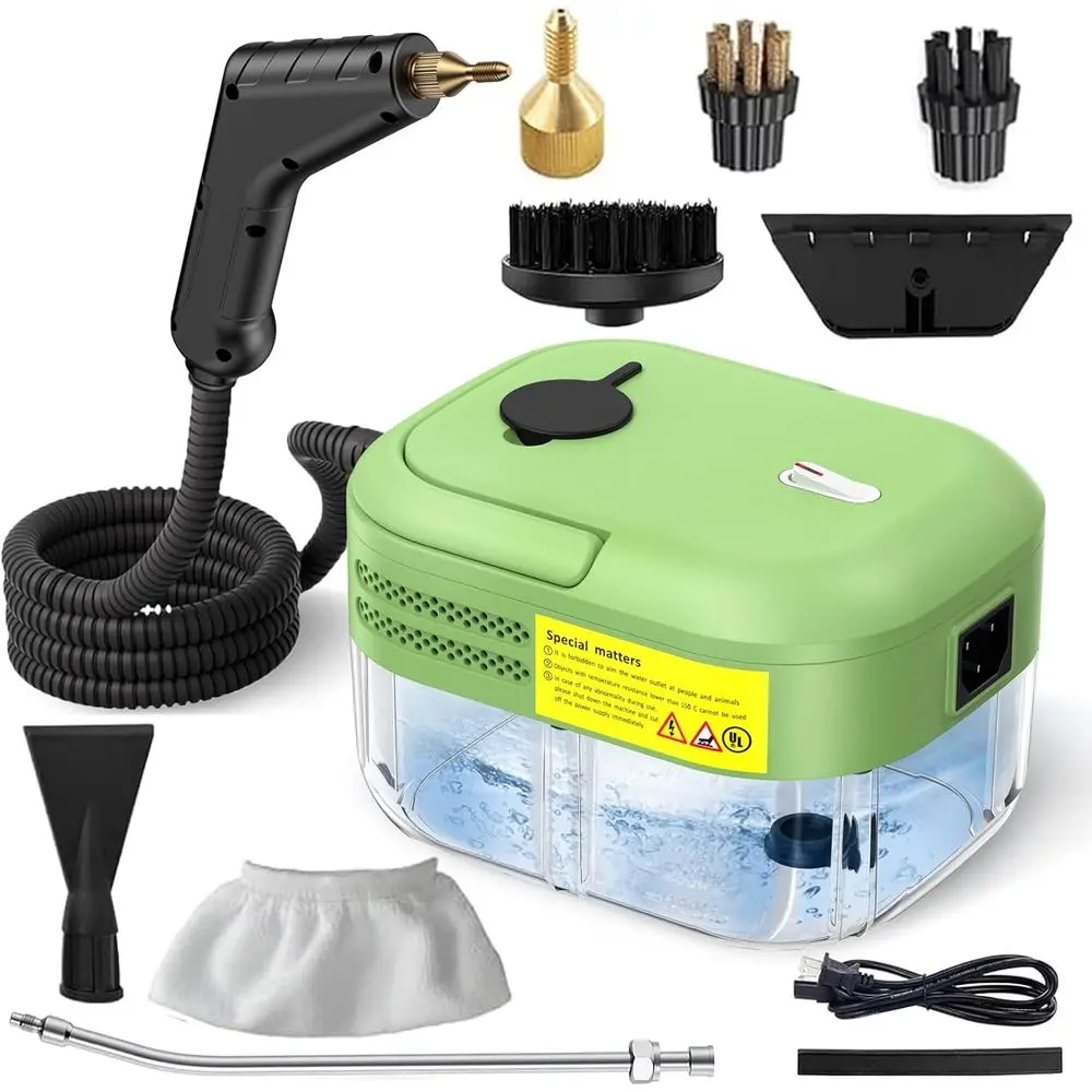 

Portable High Steam Cleaner, 1.2L, 15s Heat-Up, 3BAR Control, 14pcs Accessories Kit for Home & Car
