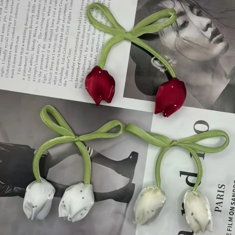 

20pcs/Lot Artificial Flowers Double Headed Tulip Flower Handmade Clothing Accessories DIY Hair Clipflower Buds Accessories