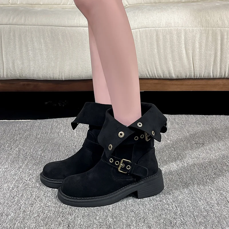 الأحذية النسائية ثي بوت أورت التمهيد الخريف الشتاء قبعات رعاة البقر الغربية فارس التمهيد أحذية Faion عادية الجلود الاصطناعية #2