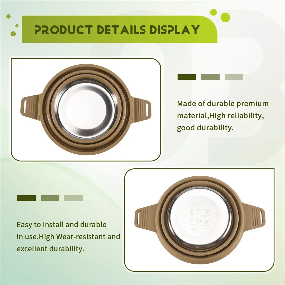

ABJV Outdoor Folding Pot Silicone Hiking Cooking Pot Portable Picnic Pot Stainless Steel Camping Cooker,Khaki
