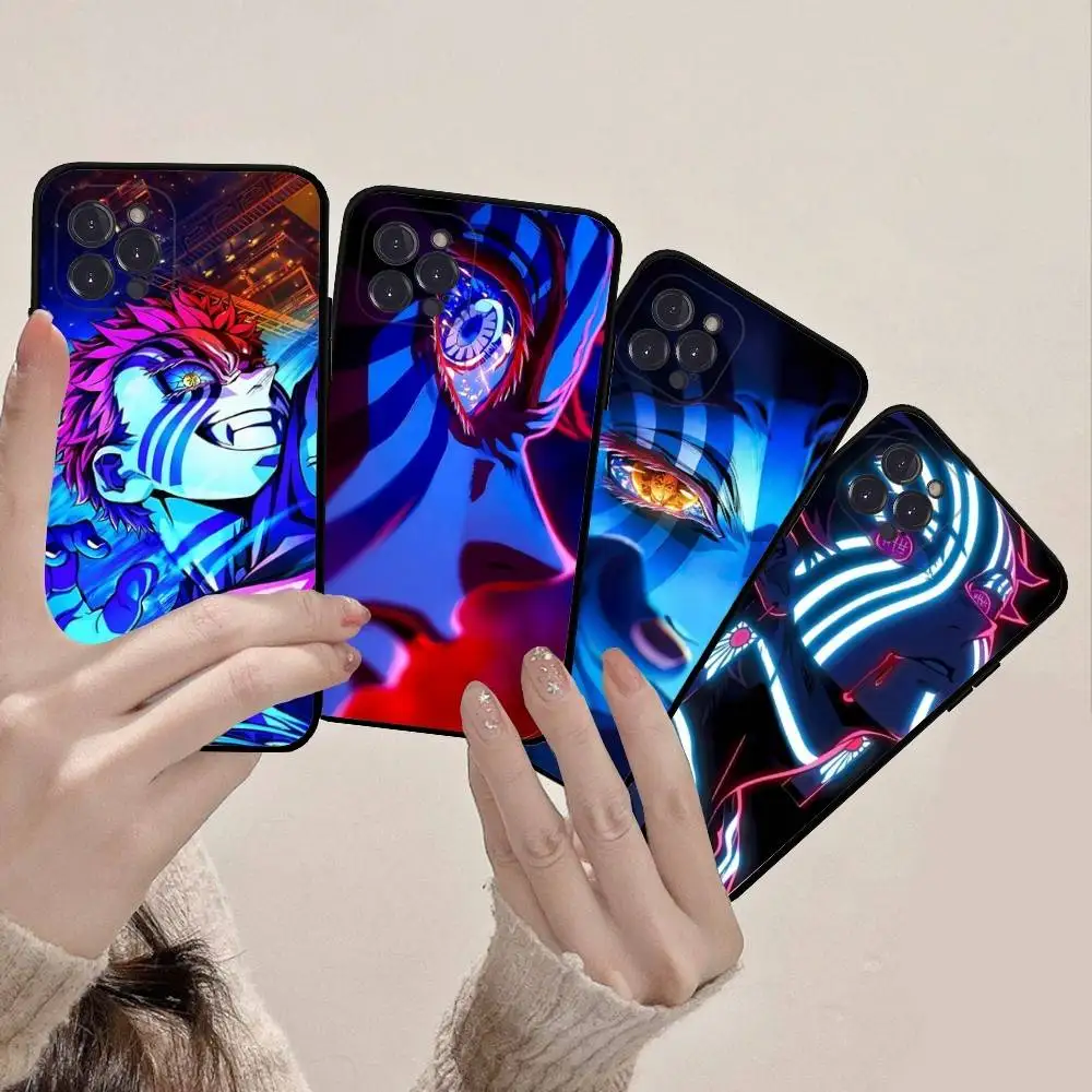 

Popular Anime Akaza D-Demon S-Slayer Black Soft Phone Case For IPhone 16 15 14 13 11 12 17 Pro Max Mini Plus