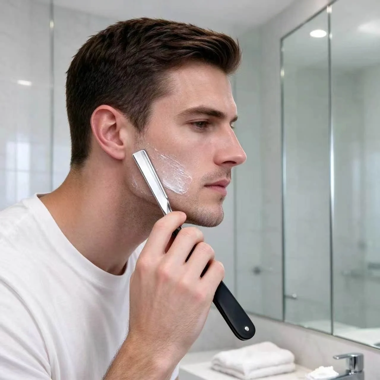 Straight Edge Razor Professional Barber Folding Shaving Razor Manual Beard Shaver for Men Salon Facial Shave Tool 1‑Pack /3‑Pack