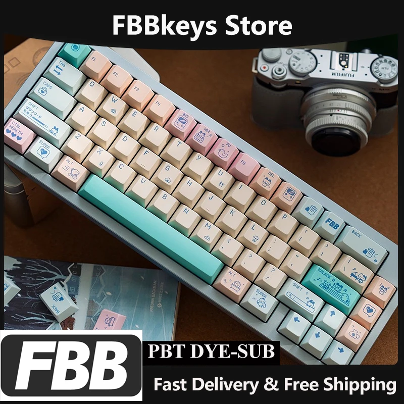 

Колпачки для клавиш FBB, электронные колпачки для ключей из ПБТ для Cherry Profile MX Switch, механическая клавиатура, колпачки для клавиш, милый цвет макарон, толщина 1,7 мм