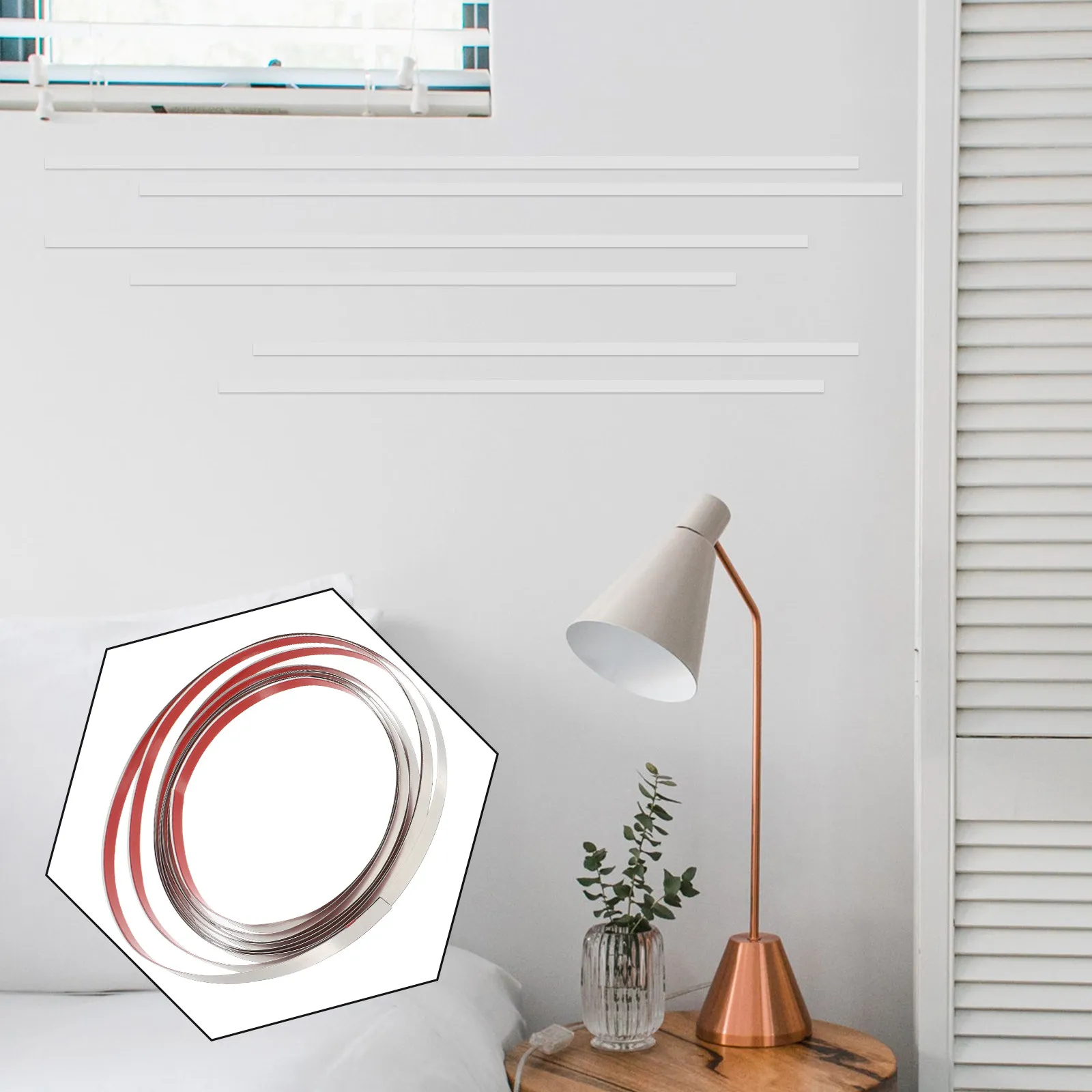 1 Roll Stainless Steel Peel and Stick Edge Trim Molding for Ceiling Wall Fireplace Tile Door Decor Modern DIY Self Adhesive