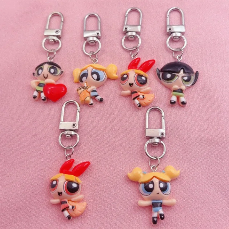 6 Stück Cartoon-Mädchen-Schlüsselanhänger aus Kunstharz, geeignet als Taschenanhänger, die beste Wahl für Geschenke.