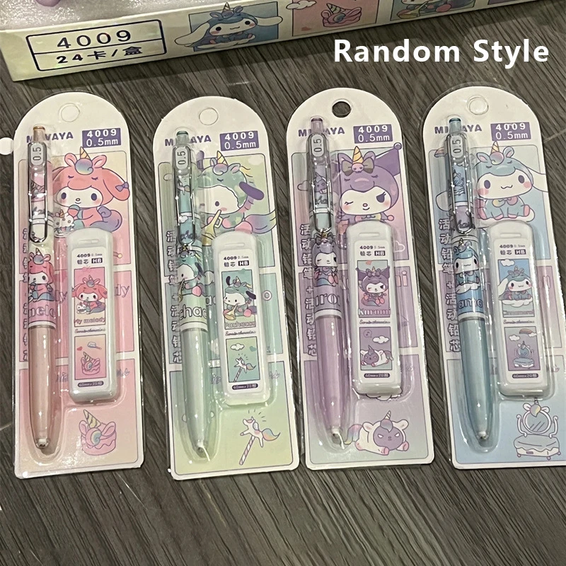 

1Set Kawaii Sanrio Melody Kuromi Cinnamoroll Pochacco Mechanical Pencil 0.5mm Press Pencils Office Students Stationery Kids Gift