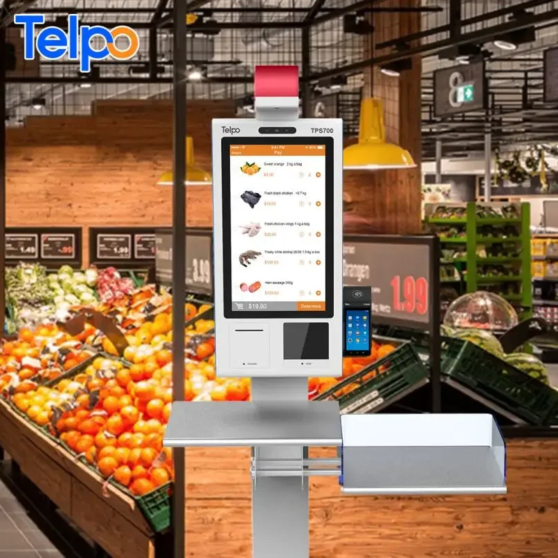 

Telpo Self payment kiosk machine for food ordering system with Barcode qr-code NFC touchscreen