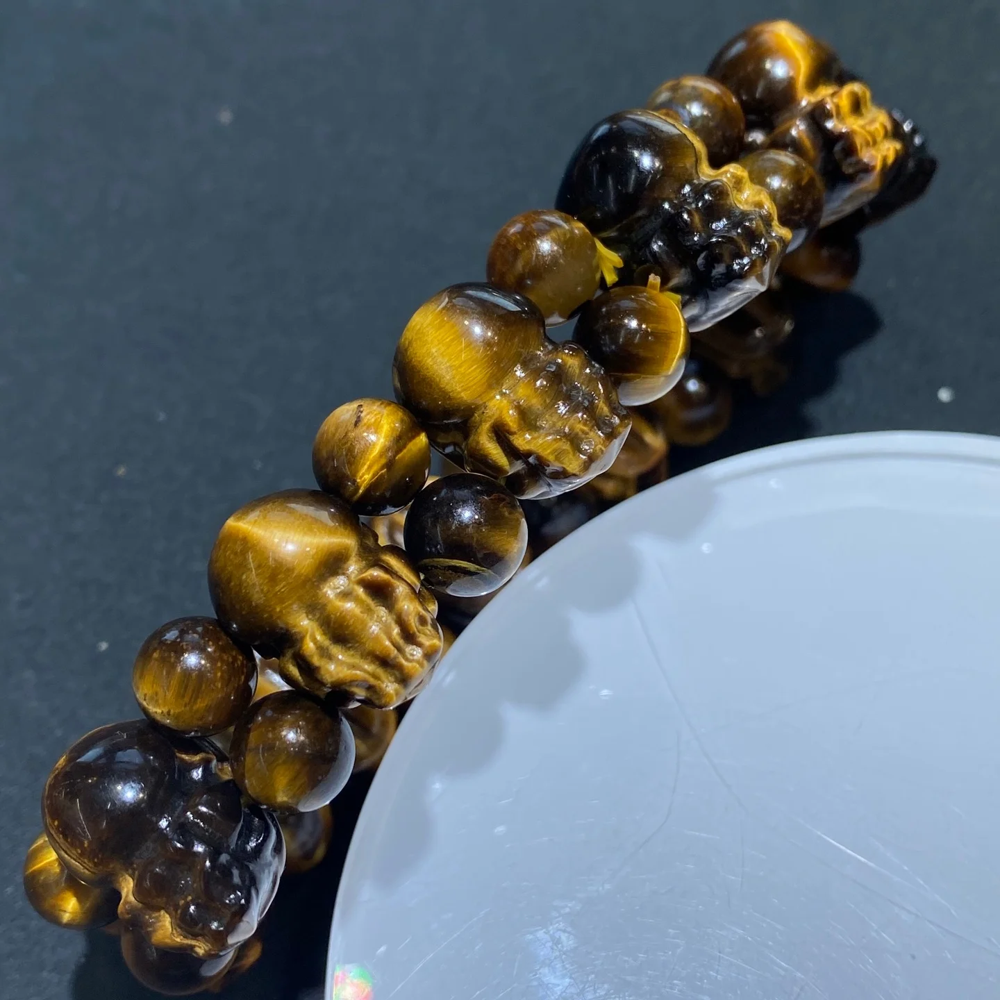 1 Pc Natural Stone Yellow Tiger Eye Pixiu Bracelet 11x17MM Mythical Animal Pixiu Beads Crystal Quartz Jewelry Gift Men Women view 5