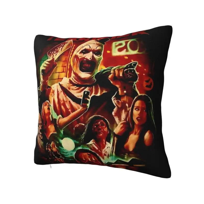 Custom Horror Evil Movie T-Terrifiers Cushion Cover Home Decor Print Throw Pillow for Car Double-sided