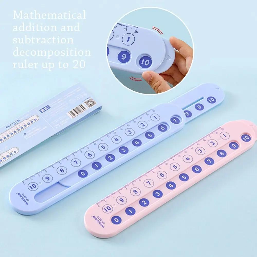 Plastic Math Decomposition Ruler Pink/Blue Portable Subtraction Ruler Within 20 Teaching Demonstration Addition Ruler