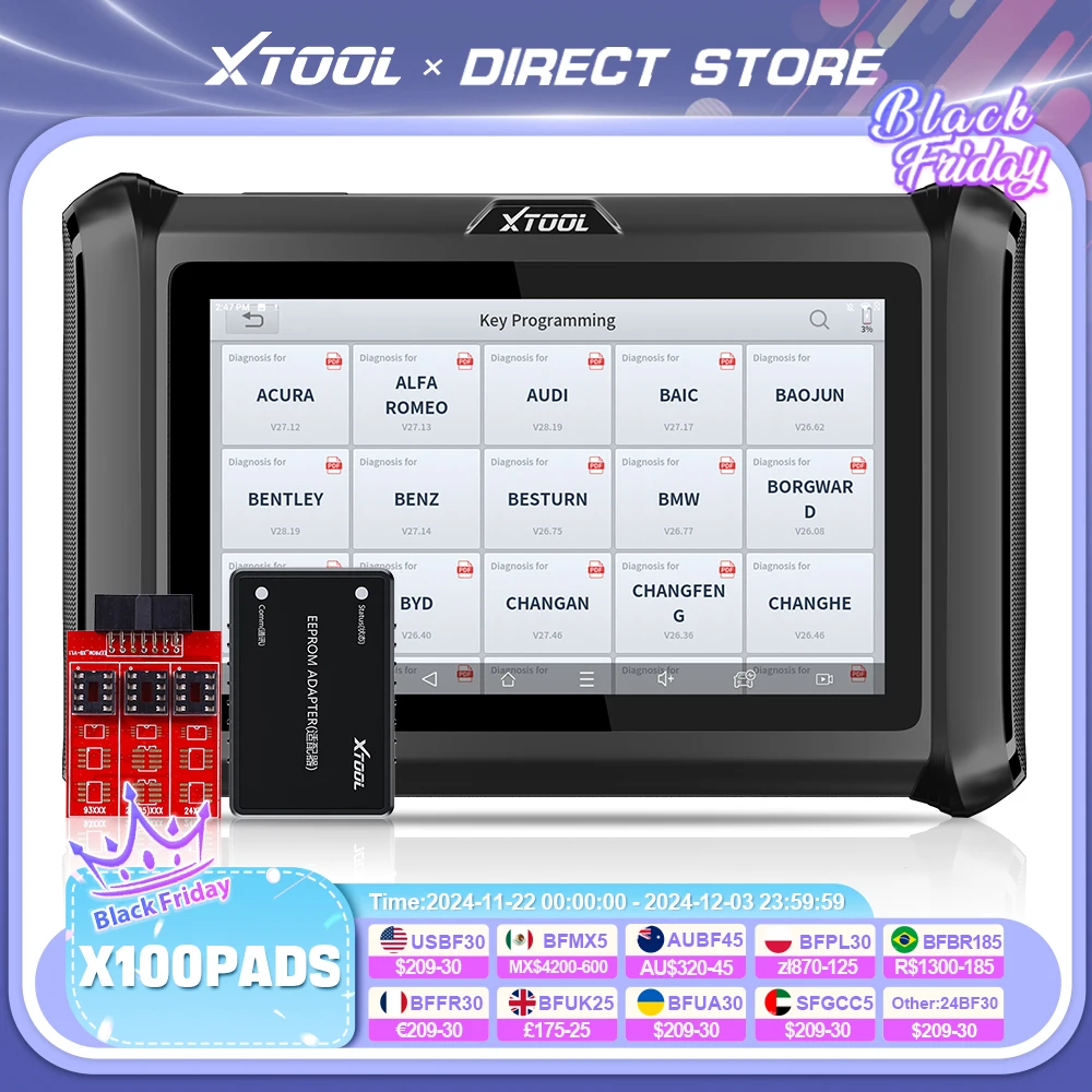 XTOOL X100 PADS Key Programming Tool Immobilizer All Key Lost Full System Car Diagnostic Tools 2-Year 32+ Reset With CAN FD DOIP