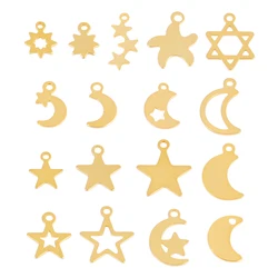 20pcs Stainless Steel Charms Moon Star Charms for Jewelry Making Star Moon Pendant Handmade Diy Accessories Wholesale
