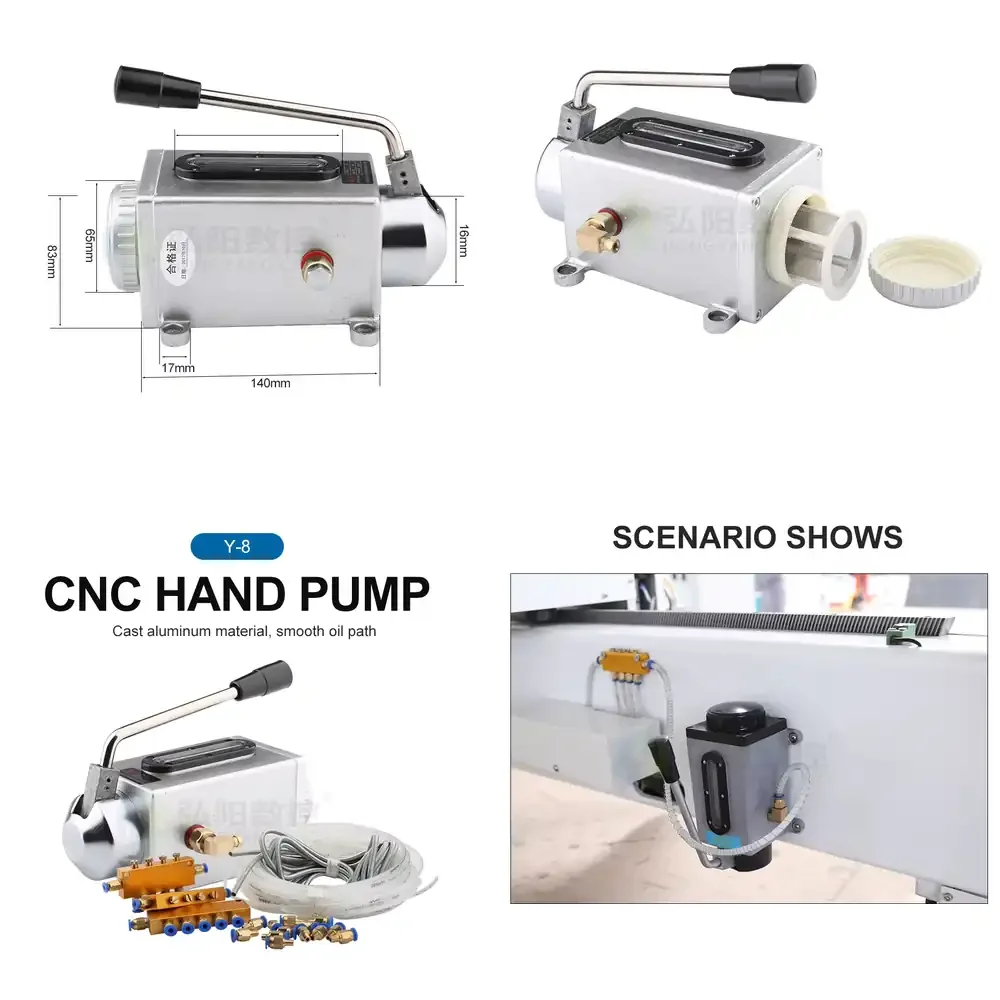 

HYCNC Y-8 Manual Lubricating Oil Pump 500CC Single 4mm 6mm Outlet Oiler CNC Milling Machine Punching Oil Pump Pressure Pump
