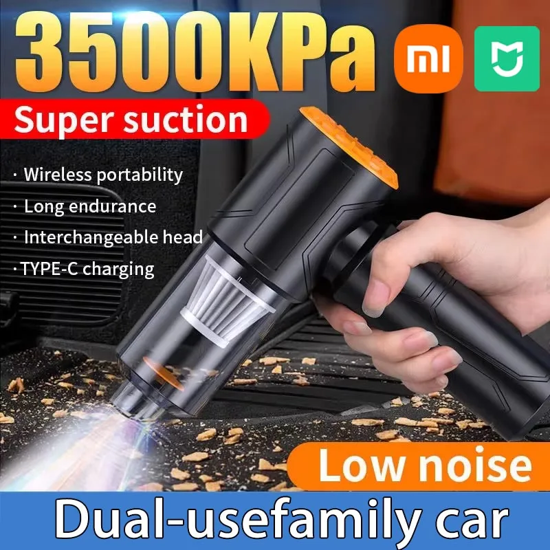 مكنسة كهربائية للسيارة Xiaomi 3500Pa لاسلكية محمولة باليد وقابلة لإعادة الشحن ومنفاخ غبار محمول للوحة مفاتيح السيارة المنزلية