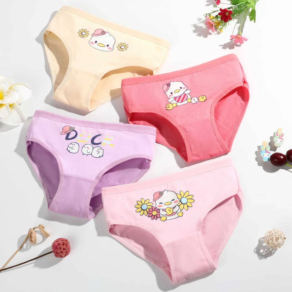 4 Pieces/lot Design Children\'s Girls Panties Cotton Soft Pretty Cartoon Child Underwear for Girls Kids Boxer Panties Breathable