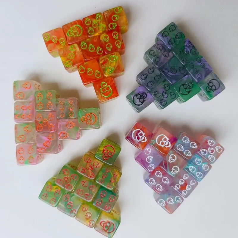 

10Pcs/set Foreign Trade New Product D6 Warhammer Skull Dice Acrylic Game Dice