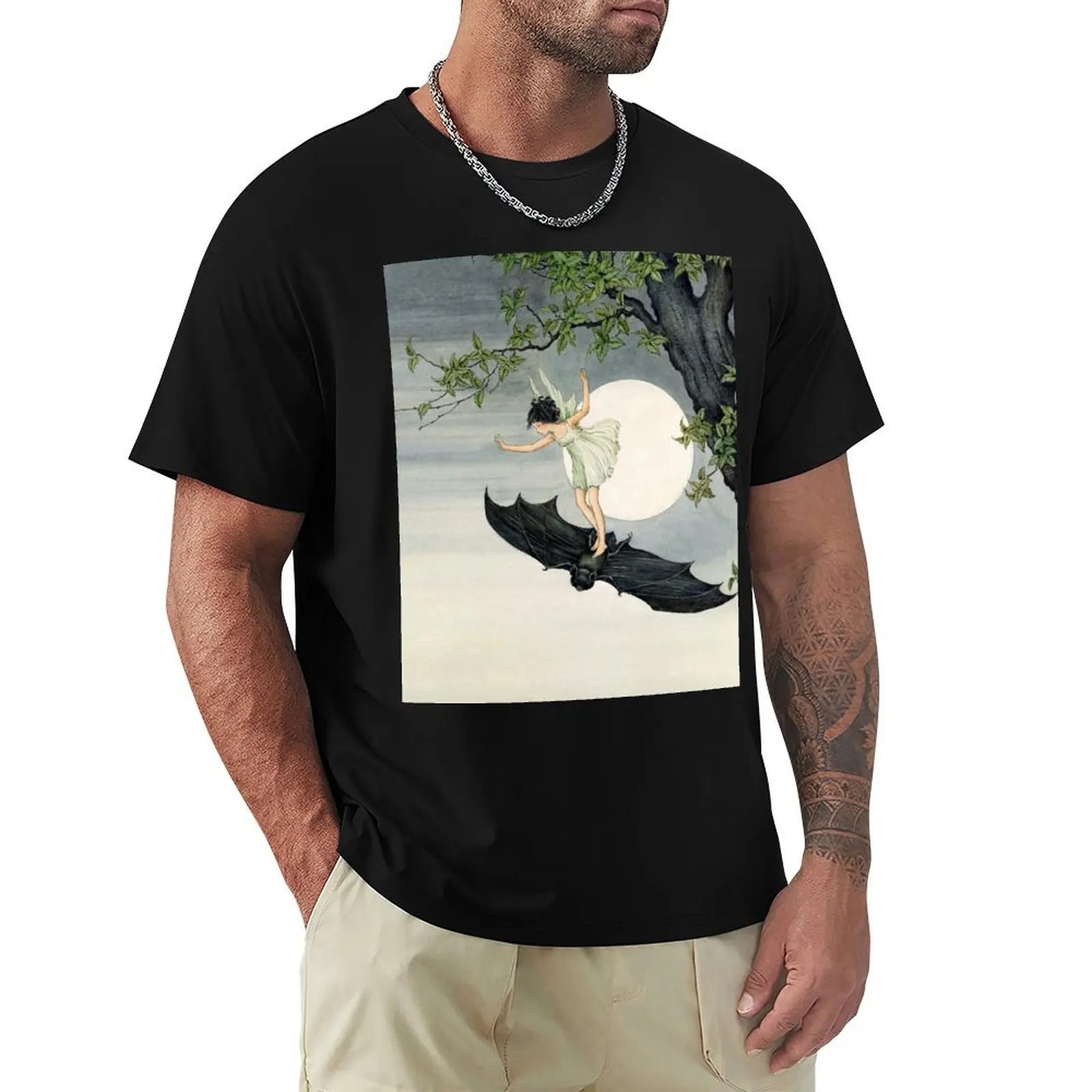 

Little Fairy Girl Riding a Bat #2 - Ida Rentoul Outhwaite T-Shirt custom t-shirts topping summer tops t shirts for men pack
