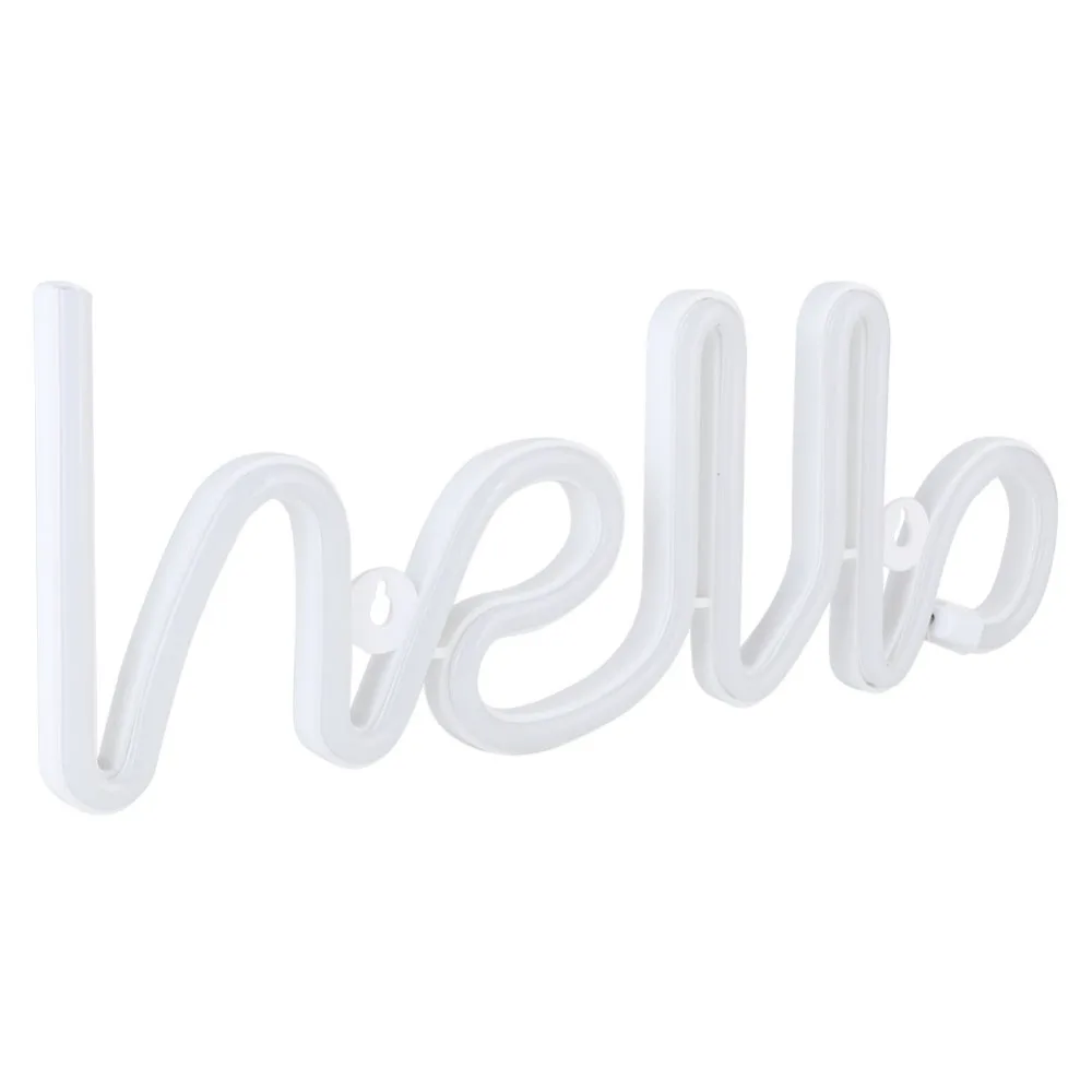 Modern Hello LED Neon Sign USB Battery Powered Pink Light Letter Shape Light Wall Mount Sign Light Bar Wall Decor