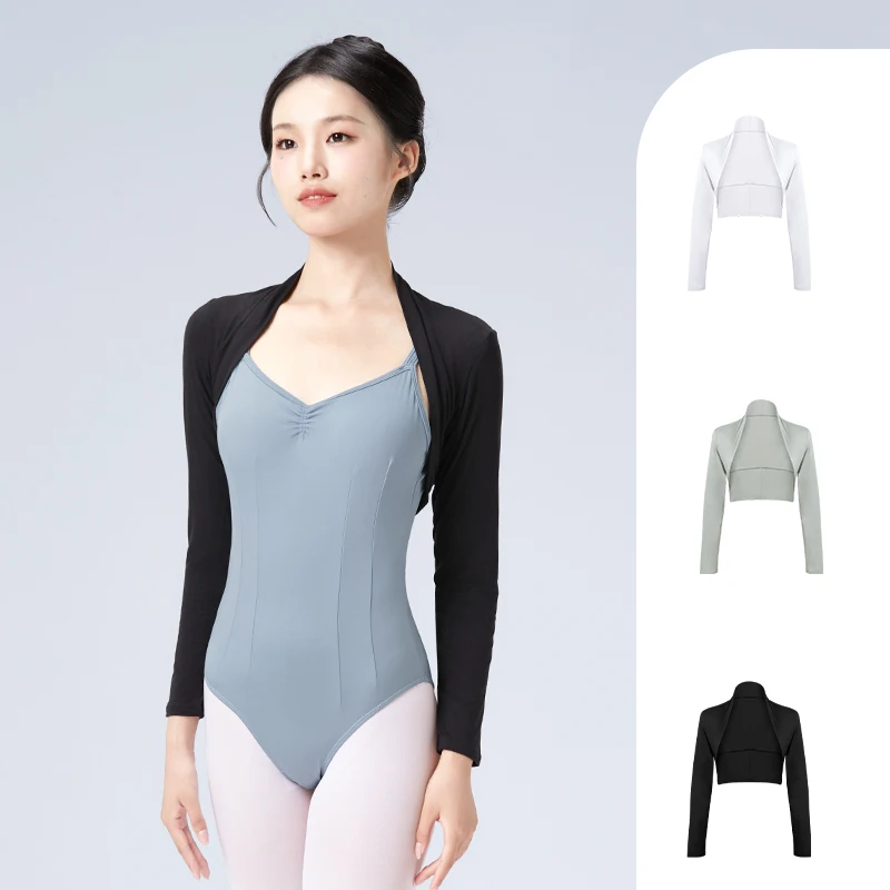 Women Black Bolero Shrug Long Sleeve Dance Shrug Warm up Tops Ballet tops Coat Dance Shirt for Leotards/Cami Dress