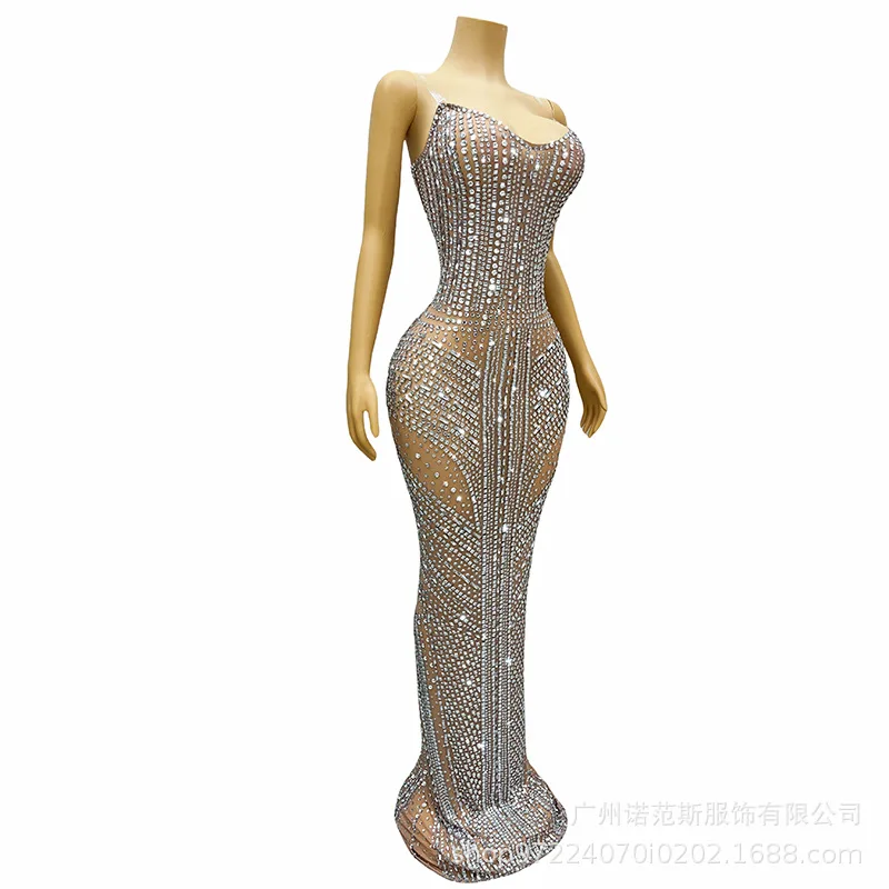 2025 bustier tubulaire diamant chaud luxe longue robe événement Banquet hôte maître des cérémonies société réunion annuelle cérémonie des récompenses étoiles